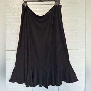 TanJay Black A-Line Skirt, Tiered Bottom 18W Stretchy Knit Classic Whimsgoth